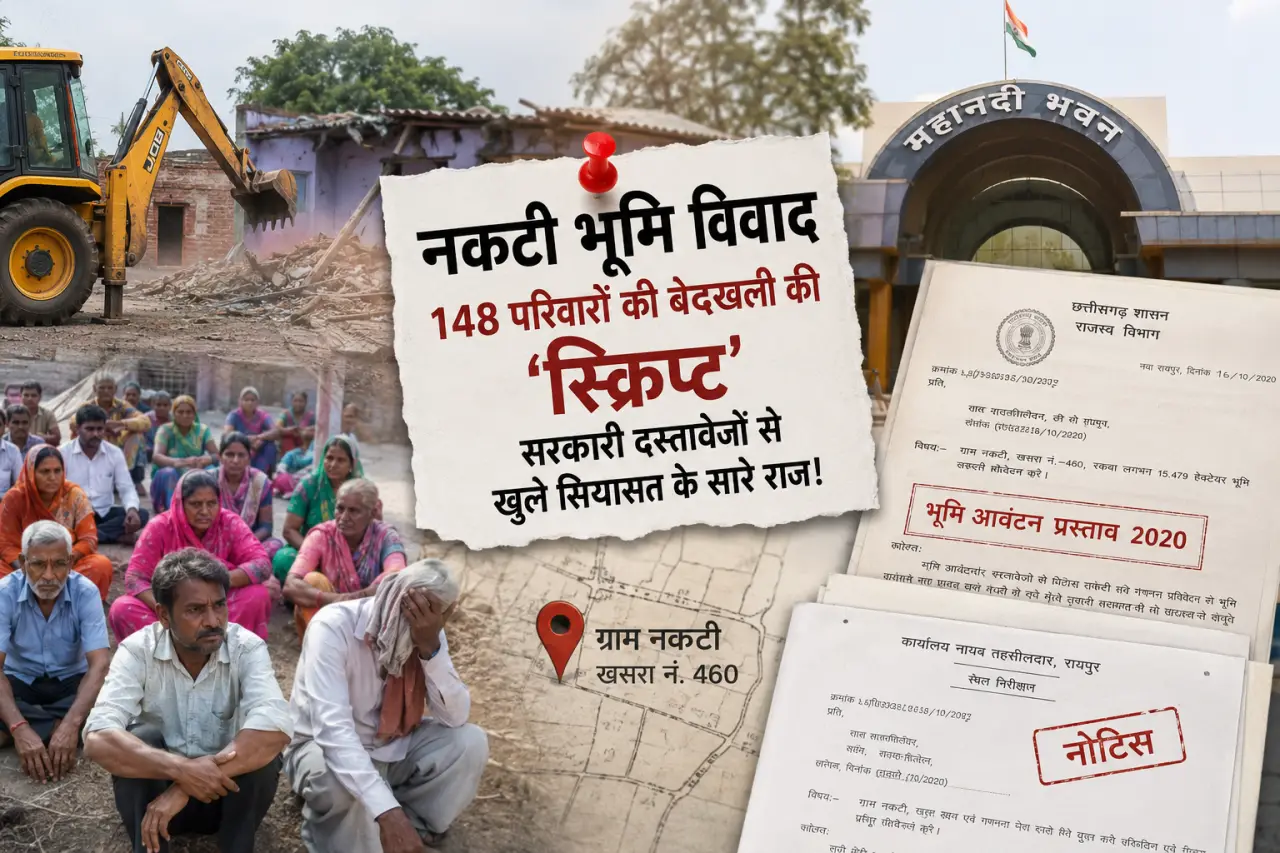 नकटी भूमि विवाद: भूपेश सरकार ने ही लिखी थी 148 परिवारों की बेदखली की स्क्रिप्ट, सरकारी दस्तावेजों से खुले सियासत के सारे राज,