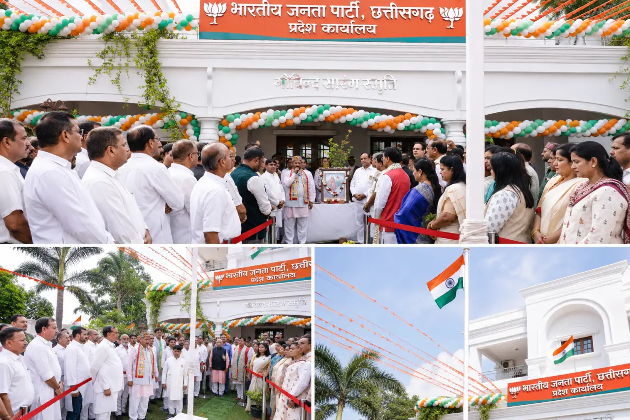 भाजपा कार्यालय में शान से लहराया तिरंगा, पवन साय ने दिलाया राष्ट्रसेवा का संकल्प,
