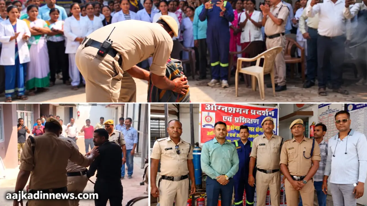 मरीजों की सुरक्षा को लेकर 220 बिस्तरीय अस्पताल में अग्निशमन प्रदर्शन एवं प्रशिक्षण