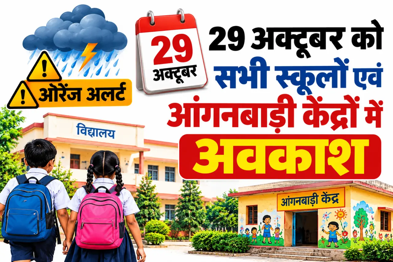 भारी बारिश और तेज हवाओं के अलर्ट के बीच 29 अक्टूबर को स्कूल और आंगनबाड़ी केंद्र बंद
