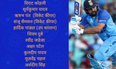 टी20 विश्व कप के लिये सैमसन, चहल भारतीय टीम में, गिल और रिंकू रिजर्व में