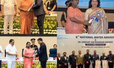 छत्तीसगढ़ को जल संरक्षण के क्षेत्र में उत्कृष्ट कार्यों के लिए राष्ट्रीय स्तर पर मिला सम्मान,राष्ट्रपति द्रौपदी मुर्मु ने नई दिल्ली में राज्य के 12 जिलों को किया सम्मानित,,