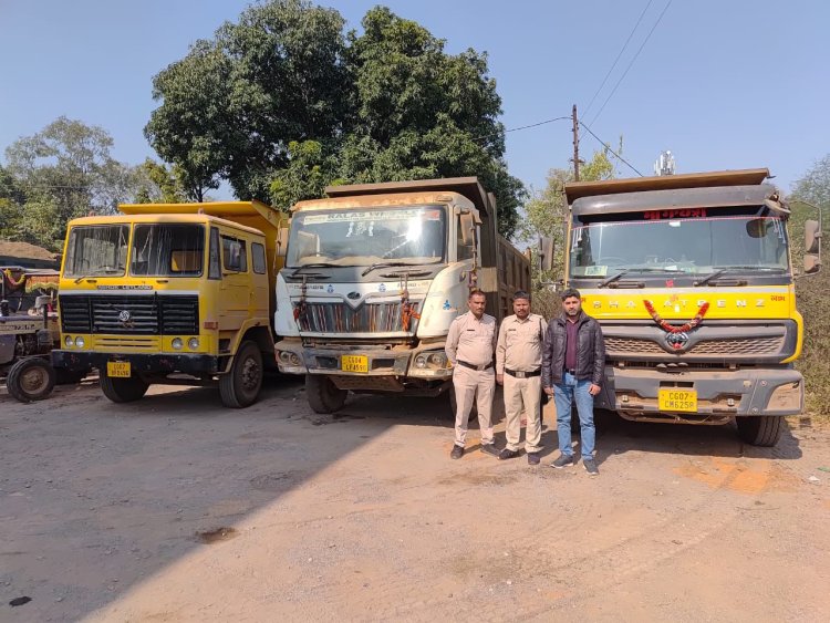 रेत और मुरुम का अवैध परिवहन करते तीन हाईवा जब्त 