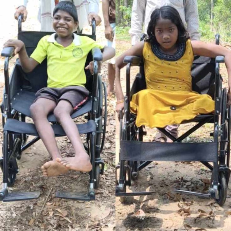 सुशासन तिहार 2026 के मधुर बेला में व्हीलचेयर पाकर खिले मासूमों के चेहरे,